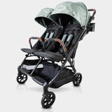 Strolee Lightweight Double Side by Side Stroller - 22 Lbs, 9.5 Compact Fold, Twin Nap Ready Seating, No Rethread Harness, Magnet