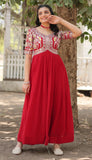Wedani Georgette Embroidered Zari Sequins-Work Anarkali Kurta Set For Women (In Alpha S Regular Red),Red,S,Georgette,anarkali,