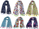 Fusfus WomenS Printed Chiffon Scarves And Stoles, Free Size(Multicolour, Fs1493) Pack Of 6 (Multicolor2)