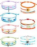 Hicarer 21 Pieces Surfer Wave Bracelet Ocean Wave Adjustable Waterproof Handmade Friendship Bracelet Anklet Jewelry for Women(Fr