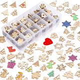 300 Pieces Unfinished Mini Wooden Christmas Ornaments DIY Wooden Christmas Ornaments Mini Blank Wood Slice Cutout Xmas Craft for