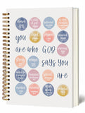 Bible Notebook, A5 Spiral Christian Journal Bible VerseGod Says You Are, Inspirational Notebooks for Women, Bible Study, Gift f