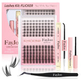 Wispy Spiky Soft Lash Clusters Kit, C Curl 8-18mm, Thin Fiber with 0.05mm Invisible Band, DIY Salon Eyelash Extension Kit with B