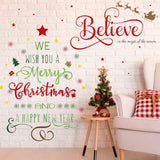 Outus Christmas Decal Stickers New Year Happy Believe Quotes Wall Decals Reindeer Tree Vinyl Art Decor Removable Modern for Part