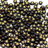 4x7mm Black Acrylic Gold Heart Pattern Beads 4x7mm Round Love DIY Beads for Jewelry Making Bracelets Necklaces Key Chains (Black