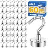 Grtard 60Pack Magnetic Hooks Heavy Duty, 25LBS Neodymium Magnet Hooks for Cruise, Strong Magnetic Hooks for Hanging, Magnets wit