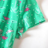 PNAEONG Women's Cotton Nightgown Sleepwear Short Sleeves Shirt Casual Print Sleepdress, Green Flamingo, Small