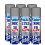 Sprayway Stainless Steel Cleaner Aerosol Spray (Oil-Based), 15oz, Pack of 6 | Cleans, Polishes, Protects | Resists Fingerprints,