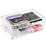 Cq acrylic Clear acrylic organizers Countertop,2 Large Drawers stackable storage bins,clear storage bins for Vanity Jewelry,Hair
