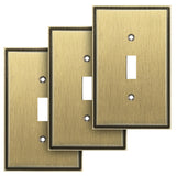 Henne Bery Soft Modern Decorative Wall Plate Switch Plate Outlet Cover (Single Toggle 3PK, Antique Brass)