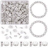 TINKRSTUFF 200 pcs 8mm Spacer Beads for Crafting, Silver Rondelle Bead Bulk, Fancy Sparkle Crystal Rhinestone Spacer Loose Beads