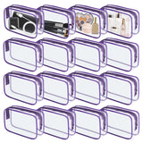 YedsIntu 16 Pieces Clear Makeup Bag PVC Zippered Clear Toiletry Carry Pouch Portable Cosmetics Bag Waterproof Makeup Bag Vinyl P