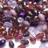 50PCS 10 * 15MM Teardrop Crystal Glass Beads for Jewelry Making, Purple Series Faceted Vertical Hole Teardrop Glass Spacer Beads