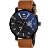 Iik Collection Men'S Hunt Series Watch|Brown Dial, Black Leather Strap|Analogue Display, Date & Time|Long Battery Life, Durable
