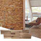 Wall!Supply 3D Wall Panels - Reclaimed Modern Asian Teak Wood - Home Decor Wallpaper Alternative for Living Room, Bedroom & Offi