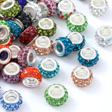 Guoxin 100 Pcs Rhinestone European Beads Crystal Large Hole Charm Spacer Beads for DIY Bracelet Necklace Earring Crafts Jewelry