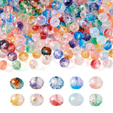 Elecrelive 200pcs Faceted Rondelle Beads 8mm Briolette Crystal Beads with Golden Foil Crystal Loose Beads for DIY Beading Bracel