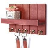 Rebee Vision Pine Wood Key Holder Wall Mount - Rustic Key Holder for Wall with Shelf for Mail & Apartment Essentials - Perfect f