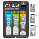 3M CLAW 15, 25 and 45 lb. Drywall Picture Hanger Variety Pack With Spot Markers, Heavyweight Hanging Solution for Room Decor and