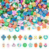 Cheriswelry 200Pcs Easter Polymer Clay Beads Bracelet Making Kit Cross Bunny Egg Flower Handmade Craft Beads for Necklace Earrin