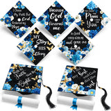 Feifeiya 14 Pcs Graduation Cap Topper Sticker Blue Religion Design Motivational Inspirational Cap Topper Decal Bible Grade Hat Q