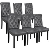 Yaheetech Dining Chairs Set of 6, PU Leather Kitchen Chairs with Solid Wood Legs and Button Tufted Seat for Home, Restaurants, G