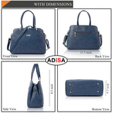 Adisa Two Tone Handbag 3 Compartments Shoulder Bag For Women And Girls With Sling Belt (Ad4084-Nav),Blue,,B0F6W1HJW8