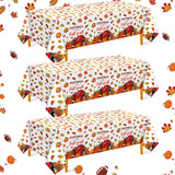 Oudain 3 Pcs Fall Plastic Football Tablecloth 108 x 54 Inch Autumn Tablecloth Thanksgiving Table Cover for Fall Football Themed