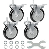 Finnhomy Swivel Caster Wheels 5 Inch Threaded Stem Casters Set of 4 Heavy Duty 3/8-16 x 1 with Brake Polyurethane Industrial Loc