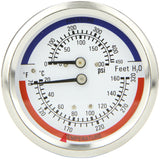 PIC Gauges TRI-RC-3.25R-3.00-G Commercial Tridicator, Black Steel Case, Bronze Internals, Plastic Lens, 3.25 Dial, 3 Stem Length