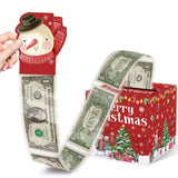 Christmas Party Gifts, Christmas Money Box for Cash Pull, Christmas Money Pull Box with Snowman Card and Transparent Bags, Chris