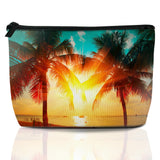 Tropical Palm Tree Makeup Bag Travel Cosmetic Bag for Women,Beach Sunset Small Make up Pouch Travel Bags for Toiletries Aestheti