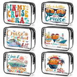 Falueqg Cruise Ship Essentials Must Haves, 6Pcs Clear Makeup Bags, Cruising Survival Kit, Waterproof PVC Cosmetic Bag with Zippe