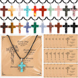 Liliaafar 20 Sets Christmas Christian Cross Charms for Jewelry Making Natural Stone Cross Gemstone Pendant Quartz Crystal Charm