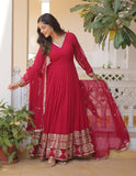 Fashion Basket Women'S Multi Georgette Anarkali Kurta Set With Duptta For Women (Pink, L)