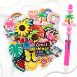 Silicone Focal Beads for Pens Summer Accessory Kit 60 Pcs Colorful Round Beads for Keychain Making Bracelet Necklace Handmade Cr