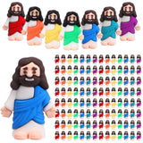 Bememo 100 Pcs Jesus Toys Original Design Mini Rubber Little Jesus Figurine to Hide and Seek Religious Party Favors Sunday Craft
