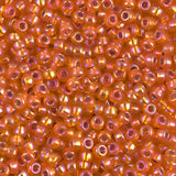 Miyuki Round Seed Beads Size 8/0 22GM 5 Inch Tube Silver Lined Orange AB 81008