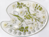 RISEON Epoxy Dried Flower Painting Palettes, Artists Colorful Botanical Paint Tray Pad Holder Pressed Flower Makeup Palettes for