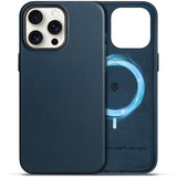SHIELDON Genuine Leather Case for iPhone 15 Pro Max 6.7, Magnetic Wireless Charging Non-Slip Microfiber Lining Anti-Scratch Shoc