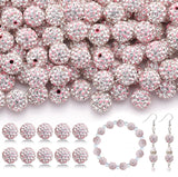200pcs 10mm Rhinestone Beads for Jewelry Making, Pink White Shiny Round Disco Ball Beads Bulk, Sparkle Crystal Clay Christmas fo