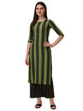 Wedani Women'S Cotton Round Neck Casual Wear Straight Kurta With Palazzo (Skrt512) Green,GREEN,XL