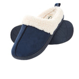 Floopi House Slippers for Women, Fur Lined Clog Womens Slippers Cozy Memory Foam with Indoor & Outdoor Anti Skid Sole (S, Navy3
