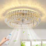 Zswanbei Fandelier Ceiling Fan with Lights and Remote Control Dimmable Crystal Ceiling Fan LED 3 Color 6 Speeds Chandelier Fan B