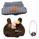 Dolls Designer Clothes for Lububu Doll, 17cm Doll Clothes Outfit Accessories with Brown Sweater Overall, Black Camera and Beanie