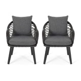 Christopher Knight Home 310008 Patio Dining Chairs, Gray + Black + Dark Gray