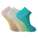 Soxbae Socks For Women | Cotton Anti Skid Ankle Length Socks For Gym, Yoga, Jogging And Running | Free Size | Pack Of 3, MultiC