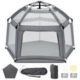 Baby Playpen with Self-Inflating Play Mat & Travel Bag, Portable Outdoor Playpen for Babies and Toddlers, Foldable Pop Up Play T