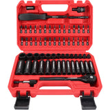 64-Piece 1/4 Drive Impact Socket Wrench Driver-Bits Set, Cr-V Metric&SAE Deep and Shallow Socket Set, S2 Power Bits with Quick-R
