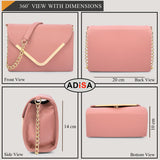 Adisa Women Girls V-Flap Crossbody Sling Bag With Gold Chain (Pink),D. Pink,,B0CX27XRK7